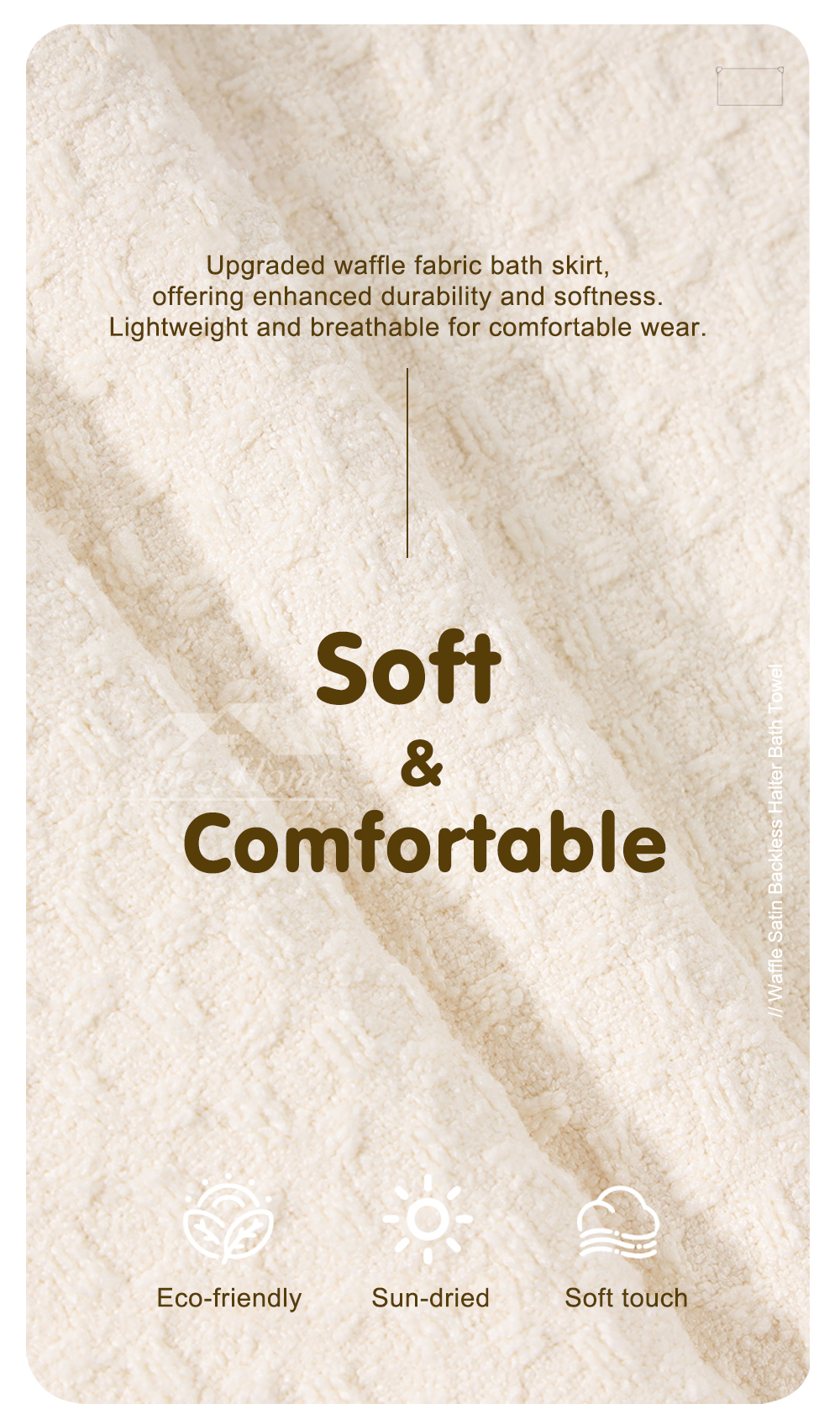 Waffle Satin Backless Halter Bath Towel-3